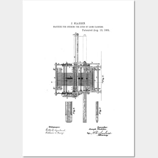 Machine for opening the eyes of loom harness Vintage Retro Patent Hand Drawing Funny Novelty Gift Posters and Art